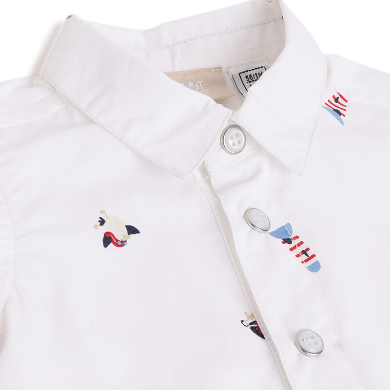 Boys White Printed Long Sleeve Shirt image number 2